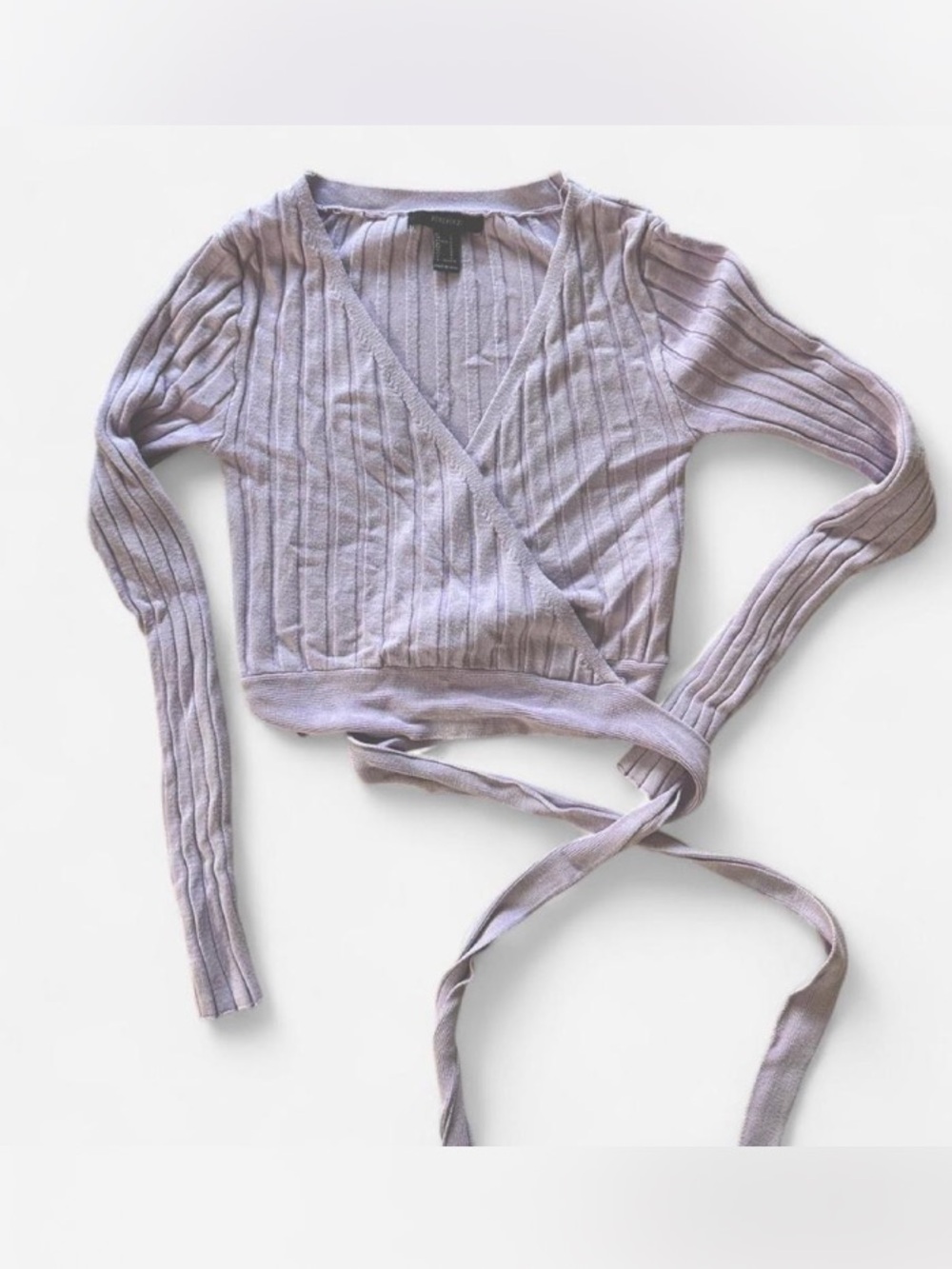 Forever 21 Lavender Ribbed Wrap Crop Top